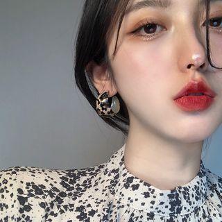 Leopard Print Alloy Open Hoop Earring