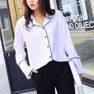 Piped Lapel Collar Shirt