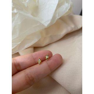 Rhinestone Stud Earring E215 - 1 Pair - Olive Green Rhinestone - Gold - One Size