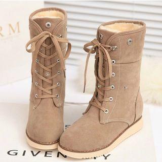 Lace Up Mid Calf Boots