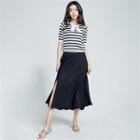 Tie-front Striped Knit Top
