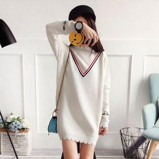 Embroidered Mock Neck Knit Tunic