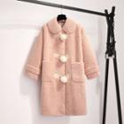 Furry Ball Accent Single Breasted Coat
