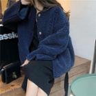 Snap Button Faux Lambswool Jacket