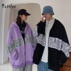 Couple Matching Lettering Loose-fit Hooded Jacket