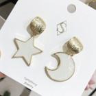 Non-matching Moon & Star Dangle Earring As Shown In Figure - One Size