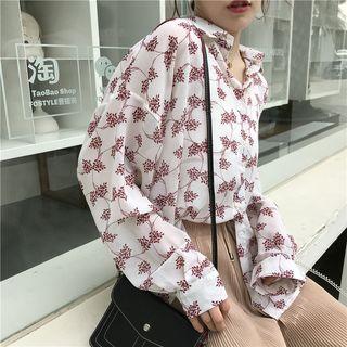 Long Sleeve Print Blouse As Shown In Figure - One Size