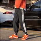 Printed Letter Button-up Straight-cut Pants