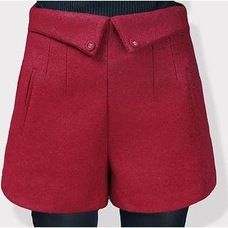 Cuff Trim Woolen Shorts