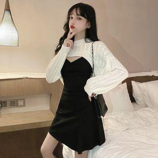 Strappy A-line Dress / Crop Knit Top