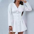Long Sleeve V-neck Shirtdress