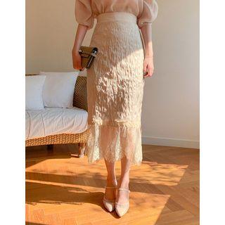 Laced Crinkled Maxi Mermaid Skirt