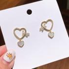 Heart Drop Earring 1 Pair - White & Gold - One Size