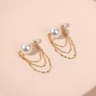 Faux Pearl Chained Earring 1 Pair - Gold - One Size