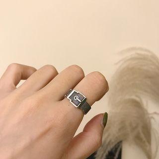 925 Sterling Silver Buckled Open Ring K603 - Open Ring - Silver - One Size
