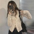 Long-sleeve Button-up Crinkle Top