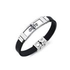 Fashion Simple Cross Geometry 316l Stainless Steel Silicone Bracelet Silver - One Size