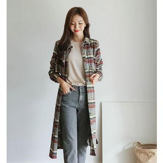 Flap-front Plaid Shirtdress & Sash