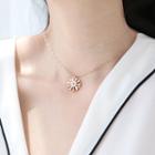 18k Rose Gold Plated Rhinestone Snowflake Pendant Necklace