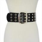 Faux Leather Wide Grommet Belt Black - One Size