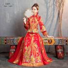 Phoenix Embroidered Long-sleeve Wedding Cheongsam