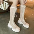 Block Heel Platform Lace Knee-high Boots / Short Boots