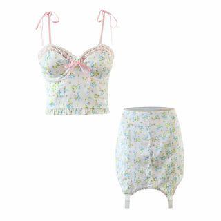 Floral Print Camisole Top / Mini Pencil Skirt
