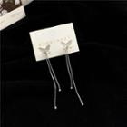 Rhinestone Butterfly Fringed Earring 1 Pair - Silver - One Size