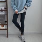 Slit-hem Napped Leggings
