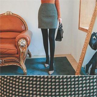 Patterned Wool Blend Mini Skirt