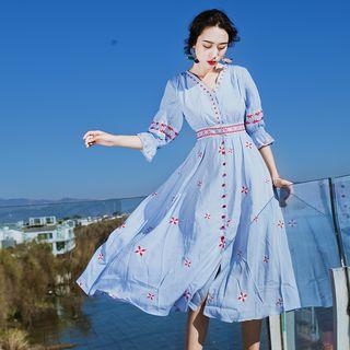 Embroidered Ruffled Sundress