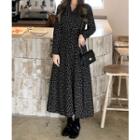 Tie-front Floral Print Dress Black - One Size