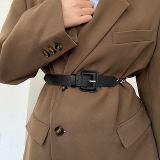 Faux Leather Belt Silver - One Size