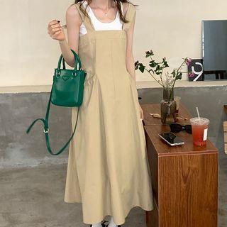 Set: Tank Top + Midi A-line Overall Dress
