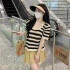 Short-sleeve Striped Knit Top / Striped Knit Tank Top / Skirt