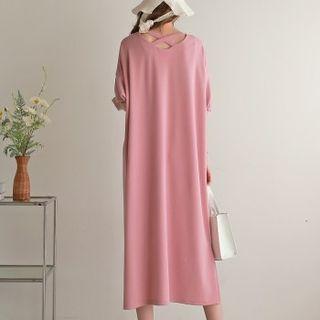 V-neck Cross-strap Midi Dress