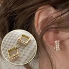 Faux Pearl Alloy Earring Stud Earring - 1 Pair - Gold - One Size
