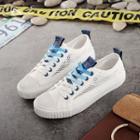 Canvas Mesh Panel Lace-up Sneakers