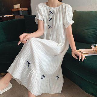 Short-sleeve Bow Off-shoulder Sleep Dress