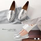 Metallic Faux Leather Loafers