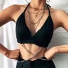 Halter-neck Chained Cropped Camisole Top