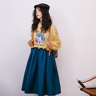 Color Block Printed Sweatshirt Dress