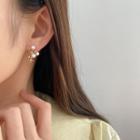 Faux Pearl Stud Earring 1 Pair - Silver Needle - White Faux Pearl - Gold - One Size