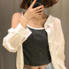Striped Cropped Camisole Top / Plain Shirt