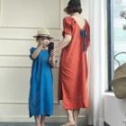 Family Matching Elbow-sleeve Midi Dress