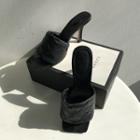 Spool-heel Woven Slide Sandals