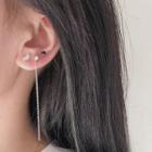 Set Of 4: Heart Moon & Star Earring (various Designs) 1 Set 4 Pcs - 925 Silver Earrings - One Size