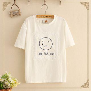 Embroidered Lace Trim Short-sleeve T-shirt