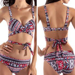 Patterned Cross-strap Bikini
