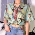 Short Sleeve Angel Print Shirt